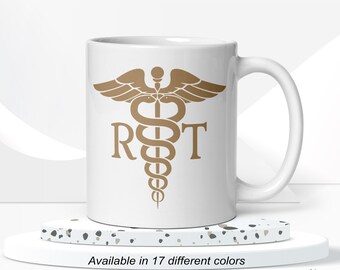 Respiratory Therapist Caduceus Coffee Mug, (RT) Printed on Both Sides, Choose your color! 11 oz and 15 oz mugs