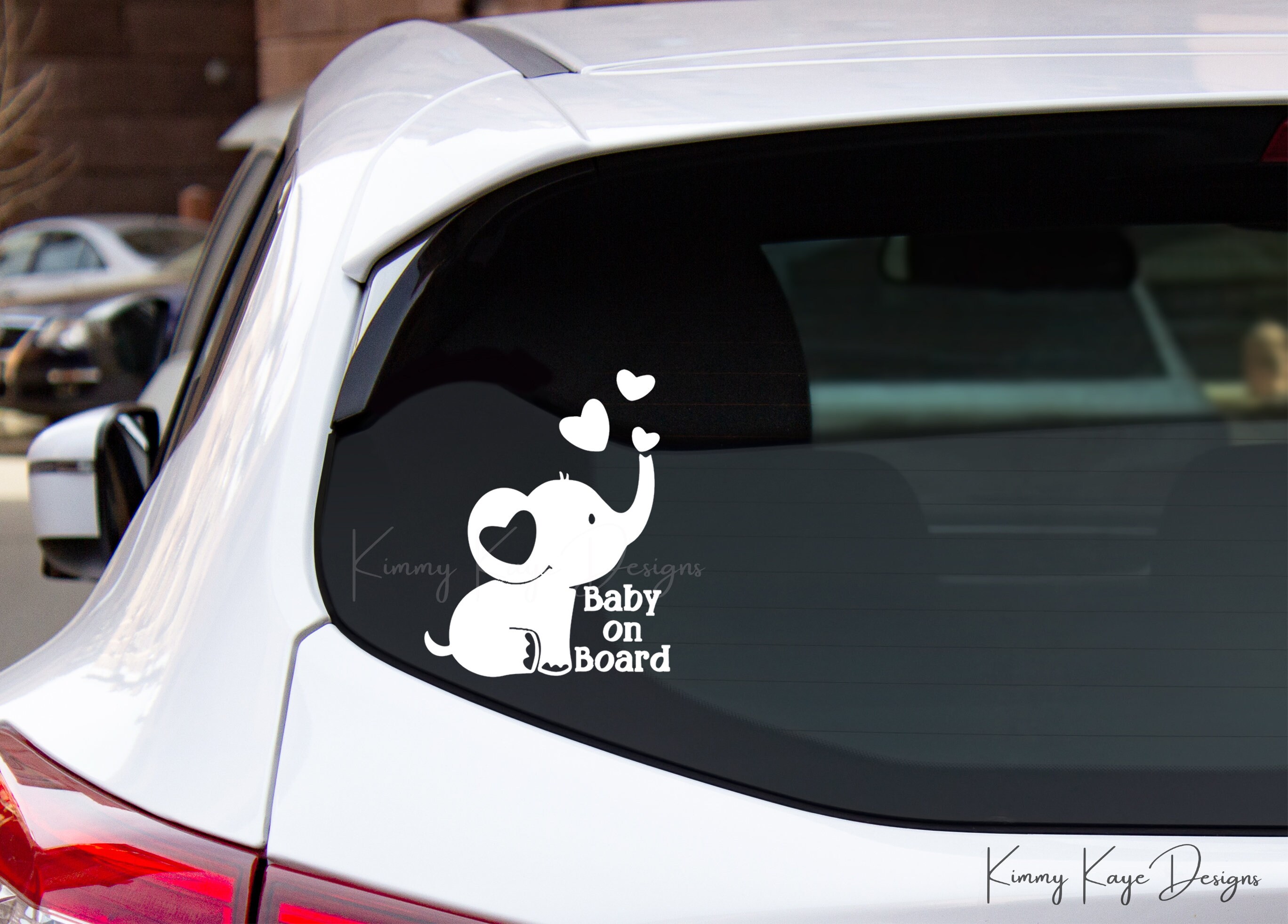 Baby on Board Decal Baby Elephant Car Decal Informs Rescue Etsy