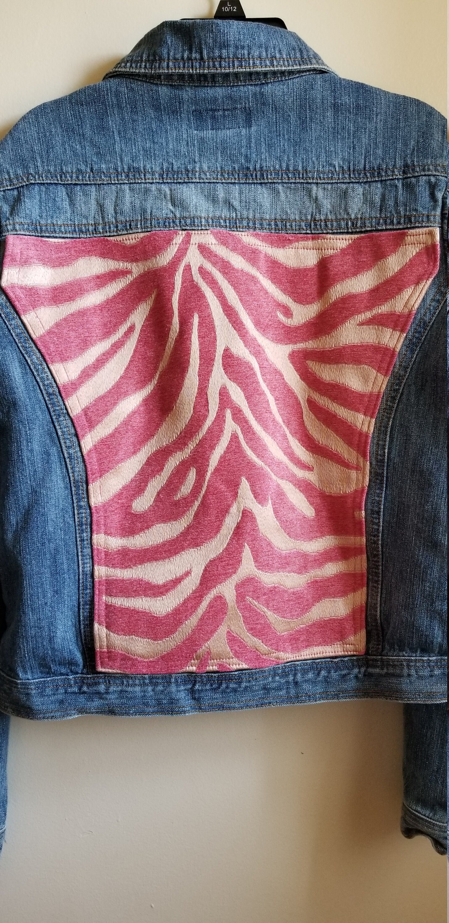Pink Zebra Jacket, Denim Jacket, Upcycled Jean Jacket, Jean Jacket