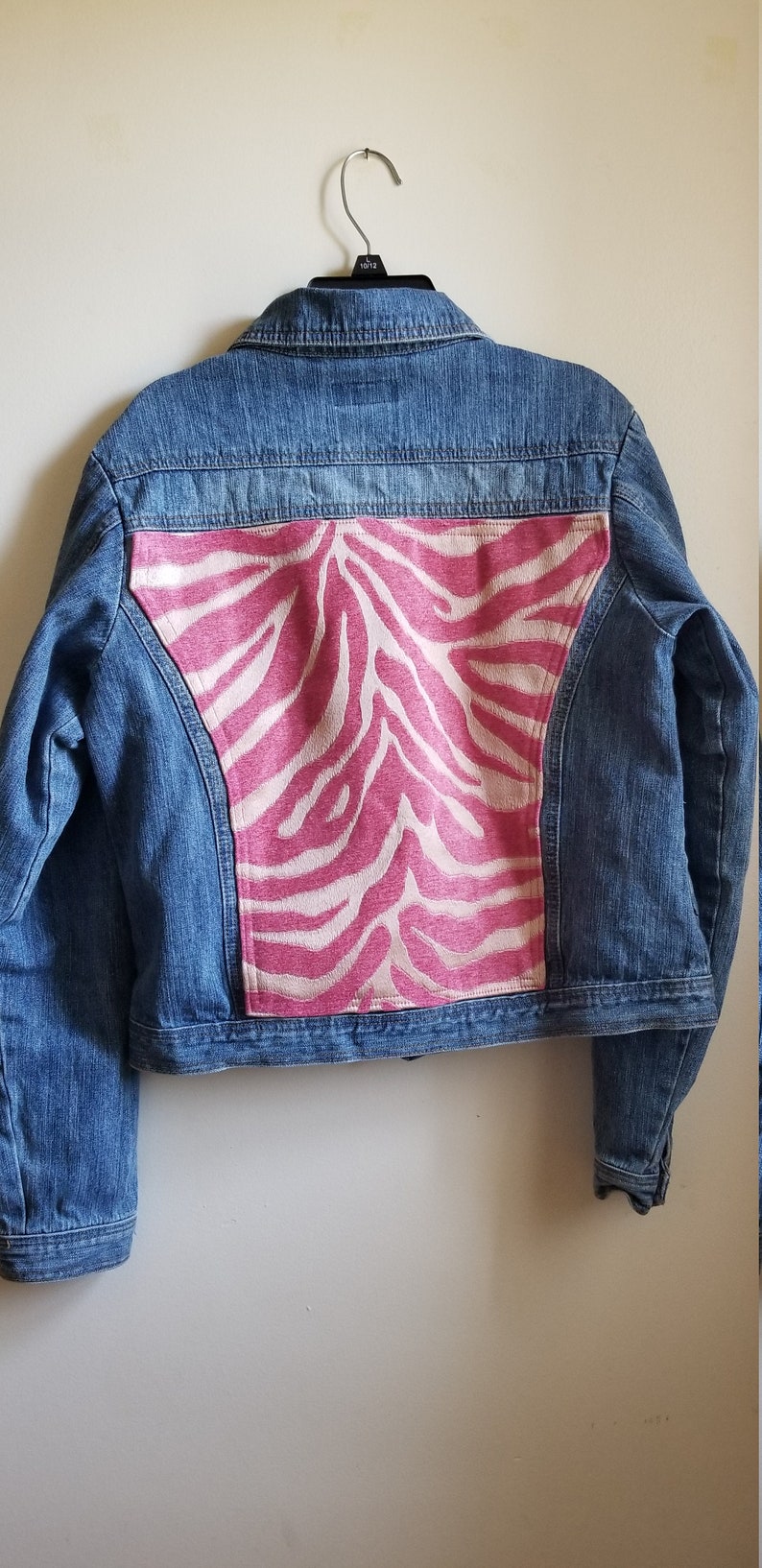 Pink Zebra Jacket, Denim Jacket, Upcycled Jean Jacket, Jean Jacket ...