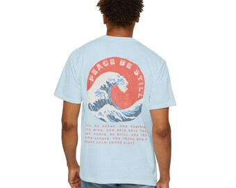 Peace Be Still T-Shirt: Japanese Wave Christian Scripture Tee