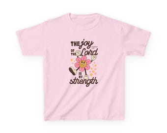 Joy of the Lord Youth T-Shirt: Retro Floral Christian Tee
