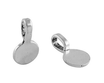 Charming Beads Packet of 4 x Platinum Brass 7 x 21mm Glue on Pinch Bails For Pendants Y04455