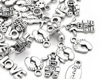 Tibetan Silver Baby Shoe Charm 5 per pack
