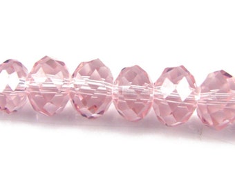 Czech Crystal Opaque Glass Faceted Rondelle Beads 4 x 6mm Pale Pink 95 Pcs