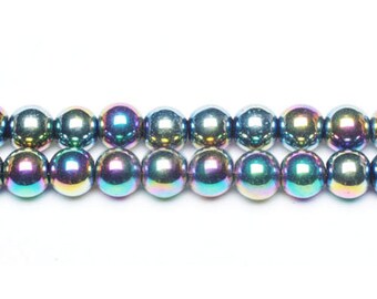 Rainbow Hematite Heart Pendant 35mm With Top Down Drill Hole HA01030