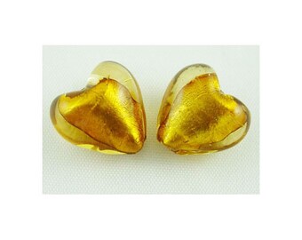 Foil Glass Puffy Heart Beads 12mm Teal Blue 20 Pcs Art Hobby Jewellery Making