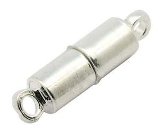 Packet 4 x Silver Tone Plated Brass Tube Magnetic Clasps 6 x 16mm HA11500