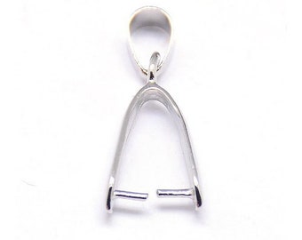 Charming Beads Packet of 4 x Platinum Brass 7 x 21mm Glue on Pinch Bails For Pendants Y04455