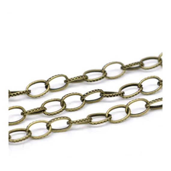 2m x Silver Tone Anti Tarnish Iron Alloy 6 x 7mm Open Curb Chain CH1485