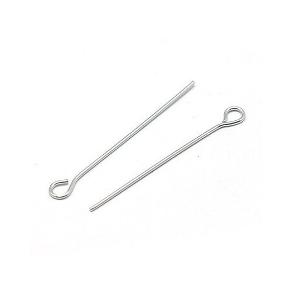 40mm Hole 2mm 100 pieces Free post Pin 0.7mm 304 Stainless Steel Eye Pin 
