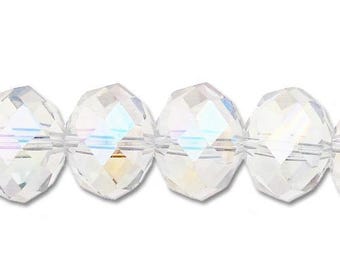 Clear Czech Crystal Beads Faceted Rondelle 6x8mm Ab Strand Of 64+