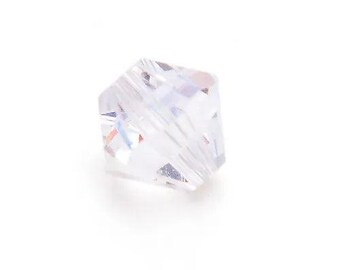 Clear Czech Crystal Beads Faceted Bicone 5mm Ab Strand Of 60+