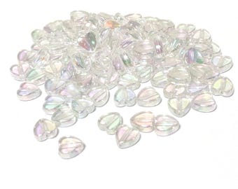Clear Acrylic Beads Heart 8.5x9mm Ab Pack Of 100+