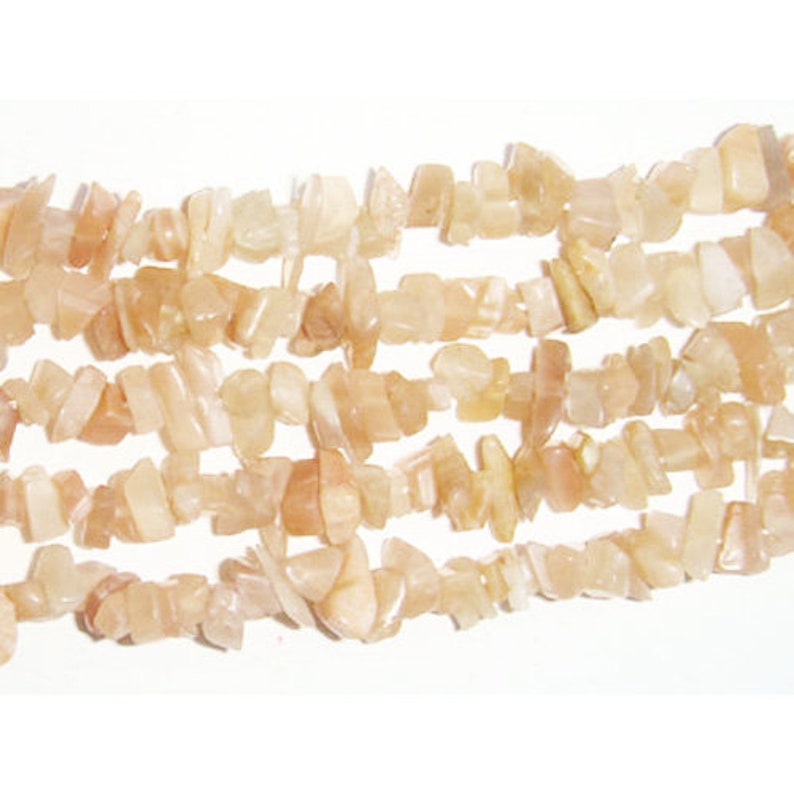 Moonstone Beads Peach Chip 5-8mm Long Strand Of 100+