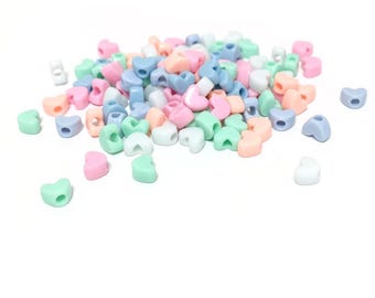 Pastel Mixed-Colour Acrylic Pony Beads Heart Spacer 11.5x9mm Pack Of 100+