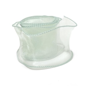 Organza Chiffon Ribbon Sage Green 1m Continuous Length 50mm Wide Nylon Wired
