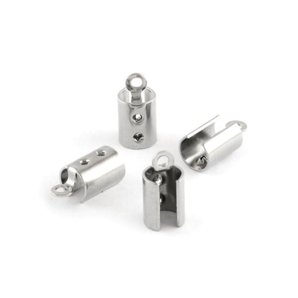 304 Stainless Steel End Caps Silver Tube 5x10.5mm Pack Of 20