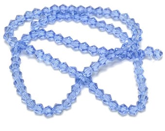 Pale Blue Czech Crystal Beads Faceted Bicone 4mm Strand Of 80+