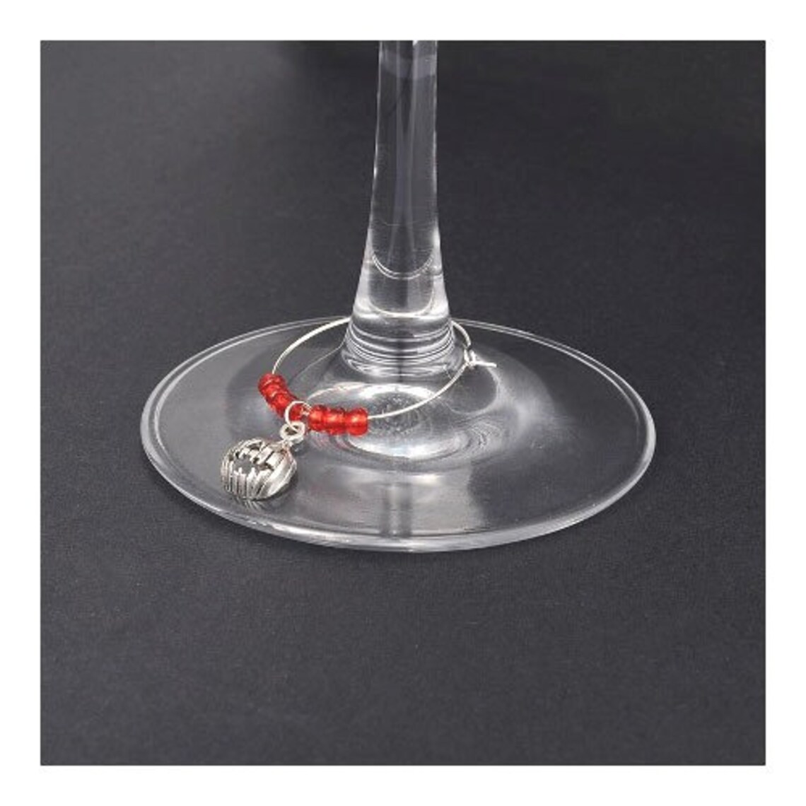 Brass Wine Glass Charm Rings Antique Silver/Red Pumpkin 30 x Etsy