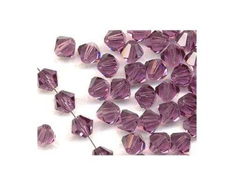 Dull Magenta Czech Crystal Beads Faceted Bicone 4mm Strand Of 75+