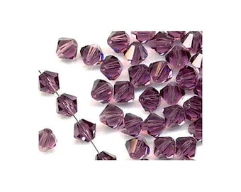 Dark Purple Czech Crystal Beads Faceted Bicone 3mm Strand Of 125+