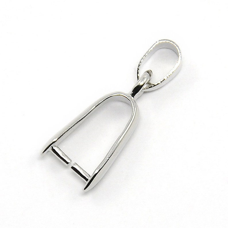 Charming Beads Packet of 4 x Platinum Brass 7 x 21mm Glue on Pinch Bails For Pendants Y04455