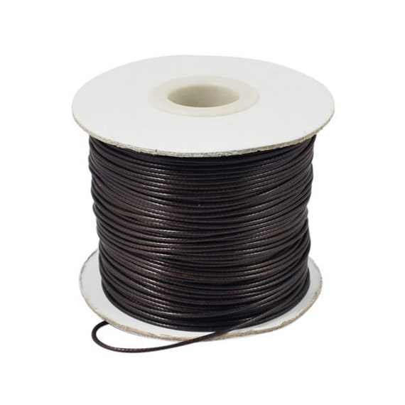 Y06115 Charming Beads Continuous Length 5m x Brown Waxed Cotton 1mm Thong Cord
