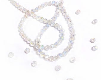 Clear Czech Crystal Beads Faceted Round 4mm Ab Strand Of 94+