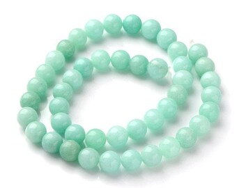 Strand 40+ Turquoise Amazonite 8mm Plain Round Beads Y08010