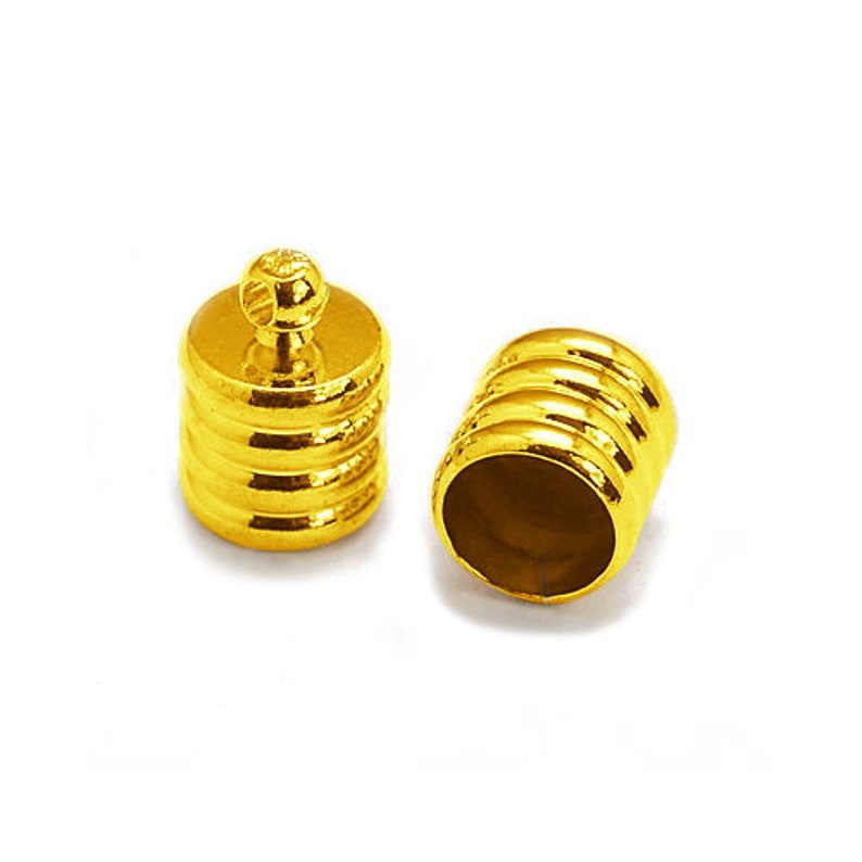 Brass End Caps Golden Ribbed Barrel 10 x 13mm Pack Of 10 | Etsy