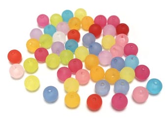 Mixed-Colour Lucite Beads Plain Round 10mm Pack Of 50+