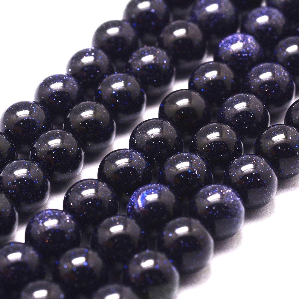 Blue Goldstone Beads Plain Round 4mm Strand Of 95+
