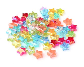 Mixed-Colour Acrylic Beads Star 11mm Ab Pack Of 150+