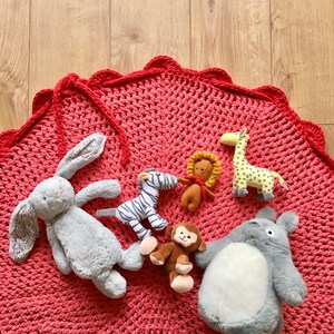 Round Up Rug crochet pattern (pdf download), includes i-cord tutorial, a fun rug and toy storage bag