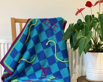 Snakes and Ladders Blanket Crochet Pattern (pdf download)