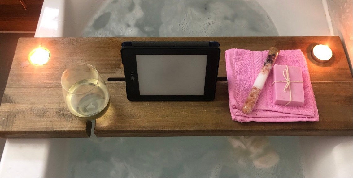 Badebrett Bad Caddy Muttertag Massivholz iPad/Telefon | Etsy