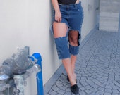 MTC Limited Edition S.O.M S.O.M Reworked Ralph Lauren Denim Jeans FREE SHIPPING Destroyed, Knee Jeans, Mouth, Lips, Hand-Painted