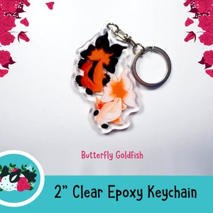 Butterfly Goldfish - 2 Inch Clear Epoxy Acrylic Charm