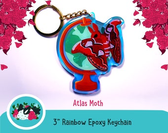 Atlas Moth Keychain - 3" Rainbow Epoxy Keychain
