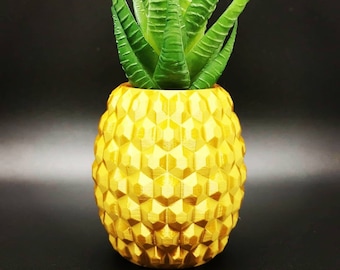 Small Pineapple Planter, Air Plant Display, 3D Printed Planter, Gold Pineapple Decor, Cute Succulent Planter, Mothers Day Pineapple Gifts