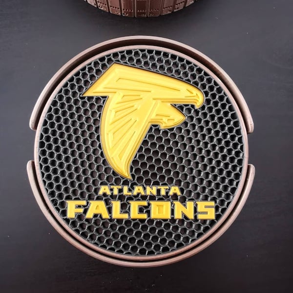 Personalized 3D Printed Drink Coasters Set of 4, Atlanta Falcons NFL Fan Gift, Sports Coasters, Custom NFL Team Home Bar Decor, Mens Gift