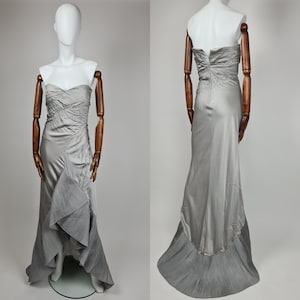 Emporio Armani vintage Giorgio 90s maxi long grey pleated evening dress gown