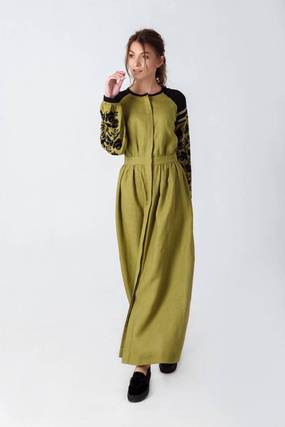 Olive Patterned Dress main image 1
