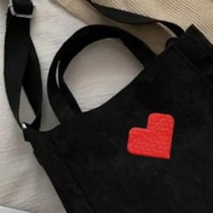 PERSONALISIERTE HERZ EMBROIDERED Minimalist Cord Einkaufstasche, Lunchbag, niedliche Mini-Tasche, Eco-Tasche, wiederverwendbare Tasche, tägliche trendige Handtasche
