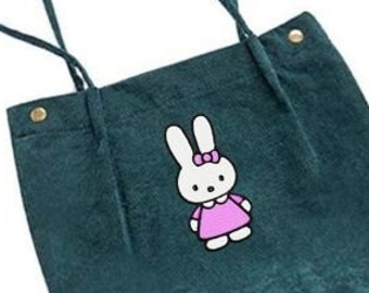 KPOP INSPIRED Corduroy Tote Bags Miffy Kathy Inspired Corduroy Tote bags With Embroidery