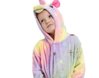 Túnica de unicornio con capucha personalizada: franela bordada, disfraz infantil