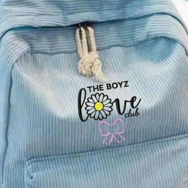 Personalized THE BOYZ LOVER Club Corduroy Embroidered backpack Kpop inspired embroidered backpack Corduroy Backpack Retro Style Corduroy