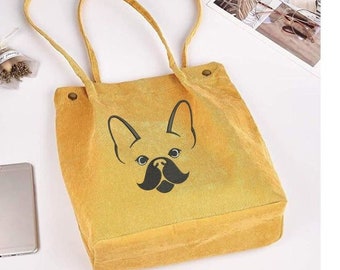 Neues PERSONALISIERTES kundenspezifisches DOG MOM Geschenk, kundenspezifische Luxus-Haustiertasche, kundenspezifische Haustier-Einkaufstasche, Hund-Mama-Haustiergeschenk, personalisierte Cord-Einkaufstasche für Frauen