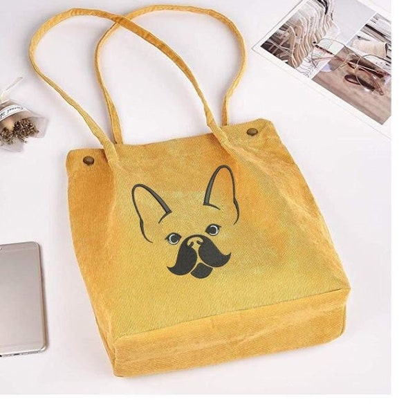 New PERSONALIZED Custom DOG MOM Gift, Custom Luxury Pet Bag, Custom pet tote Bag, Dog Mom pet gift, Personalized Corduroy Tote Bag for Women